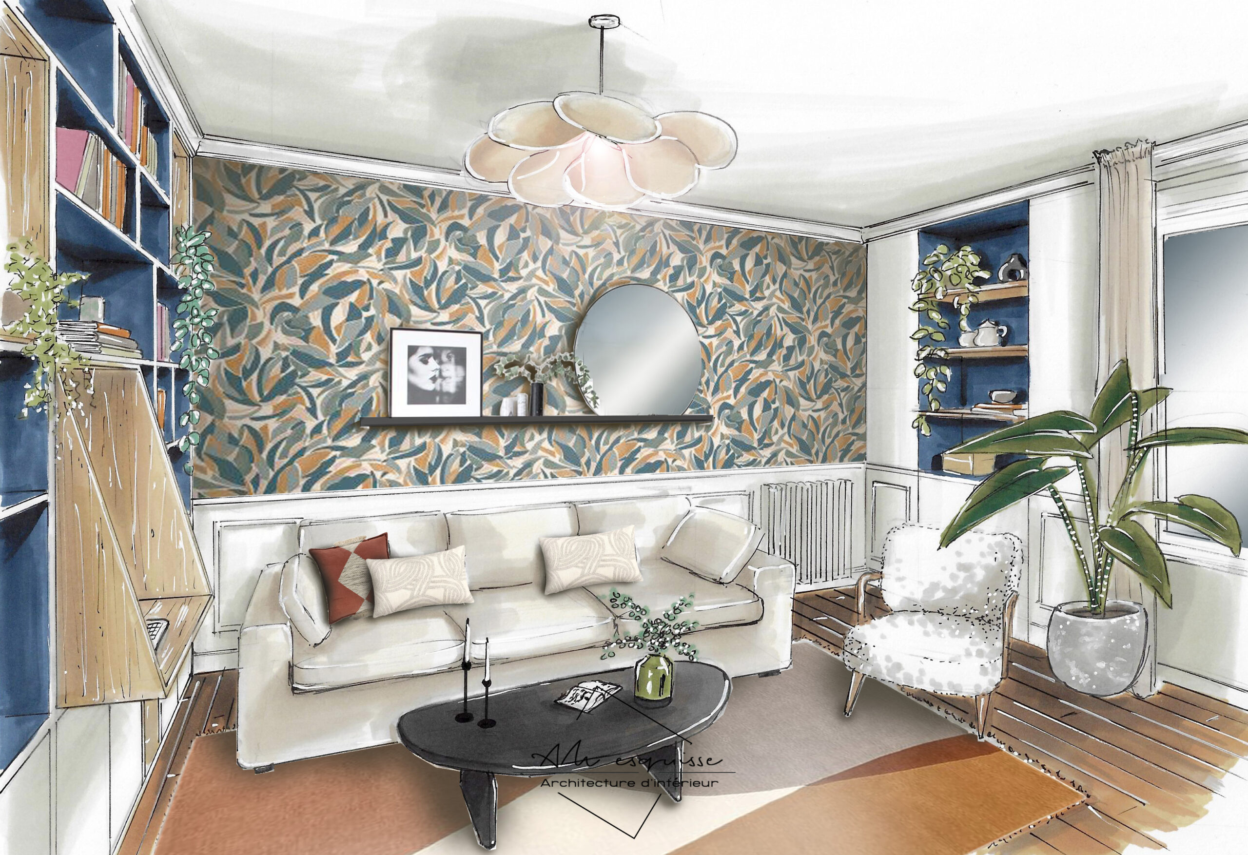 projet 1938 architecture intérieur dessin bibliothèque