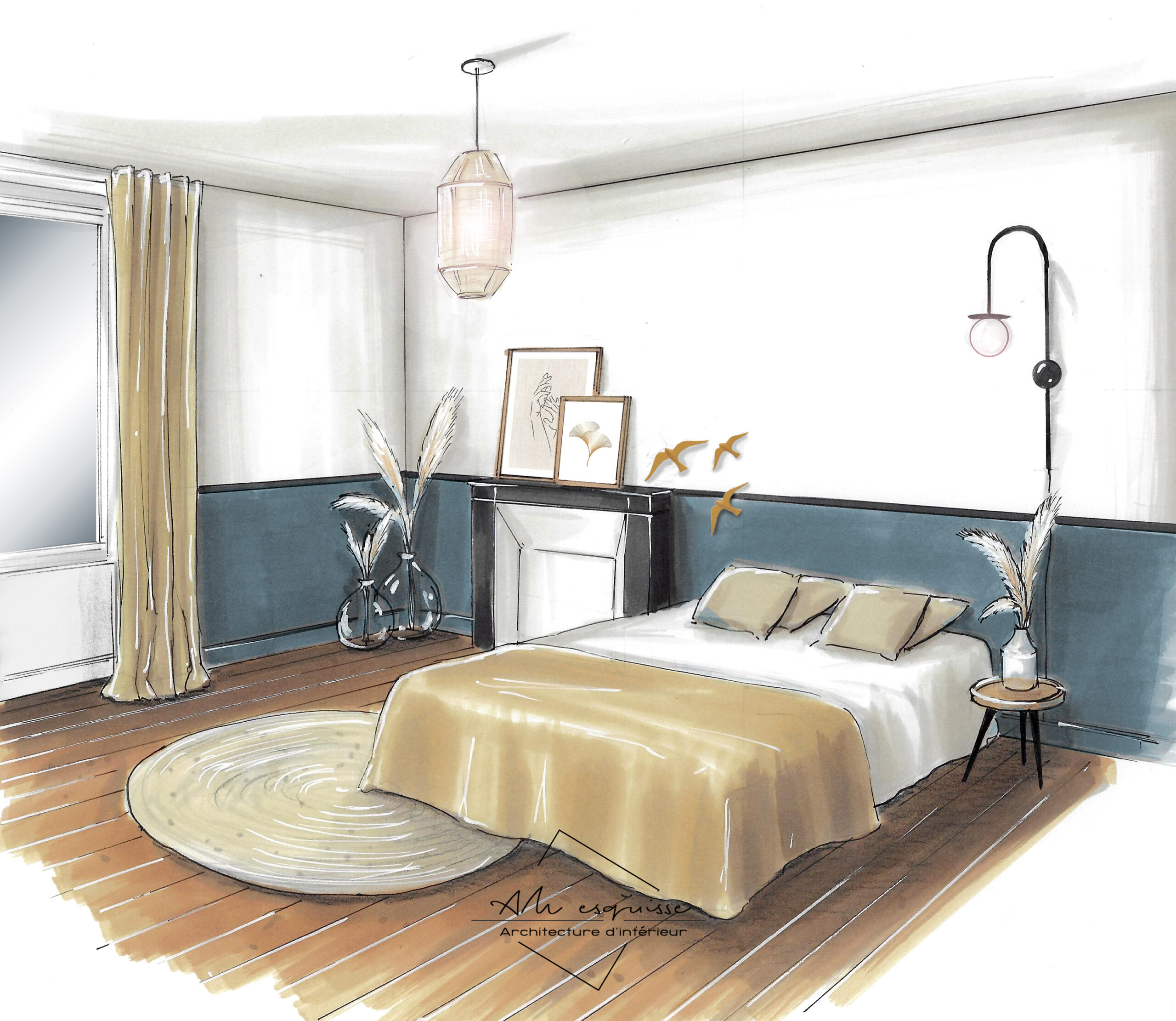 projet 1938 architecture intérieur dessin chambre amis