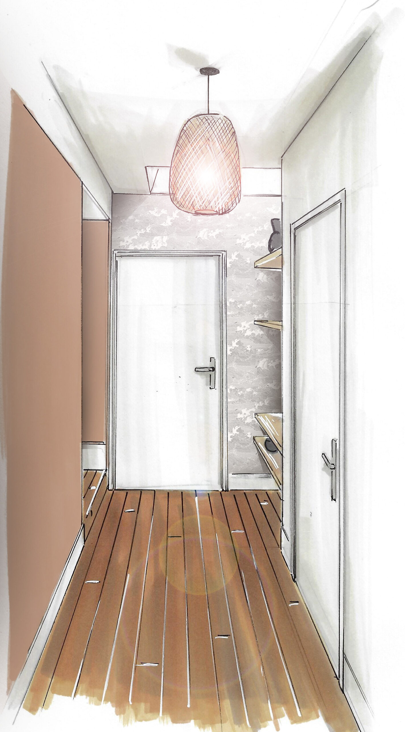 projet 1938 architecture intérieur dessin couloir